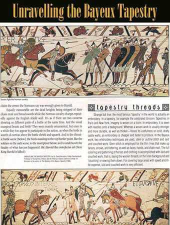 Bayeux Tapestry battle scenes of Norman cavalry fighting Saxon foot soldiers
